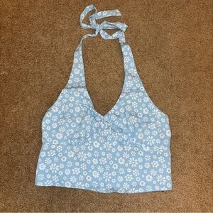5/$25 Floral Blue Halter Top